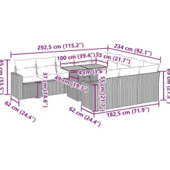 vidaXL Set de sofás de jardín 11pzas con cojines ratán sintético beige beige y gris claro Best