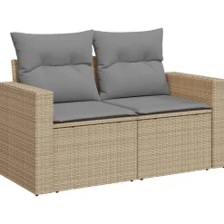 vidaXL Set de sofás de jardín 11pzas con cojines ratán sintético beige beige y gris claro Best