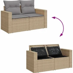 vidaXL Set de sofás de jardín 11pzas con cojines ratán sintético beige beige y gris claro Best