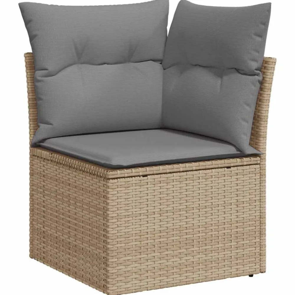 vidaXL Muebles De Jardín-Set de sofás de jardín y cojines 8 piezas ratán sintético beige