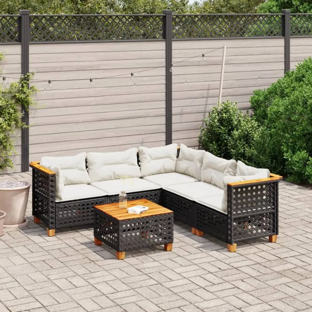 vidaXL Muebles De Jardín-Set de sofás de jardín 6 piezas y cojines ratán sintético