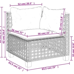 vidaXL Muebles De Jardín-Set de sofás de jardín 6 piezas y cojines ratán sintético