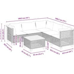 vidaXL Muebles De Jardín-Set de sofás de jardín 6 piezas y cojines ratán sintético