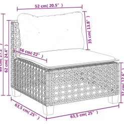 vidaXL Muebles De Jardín-Set de sofás de jardín 6 piezas y cojines ratán sintético