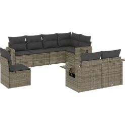vidaXL Muebles De Jardín-Set de sofás de jardín 8 pzas y cojines ratán sintético