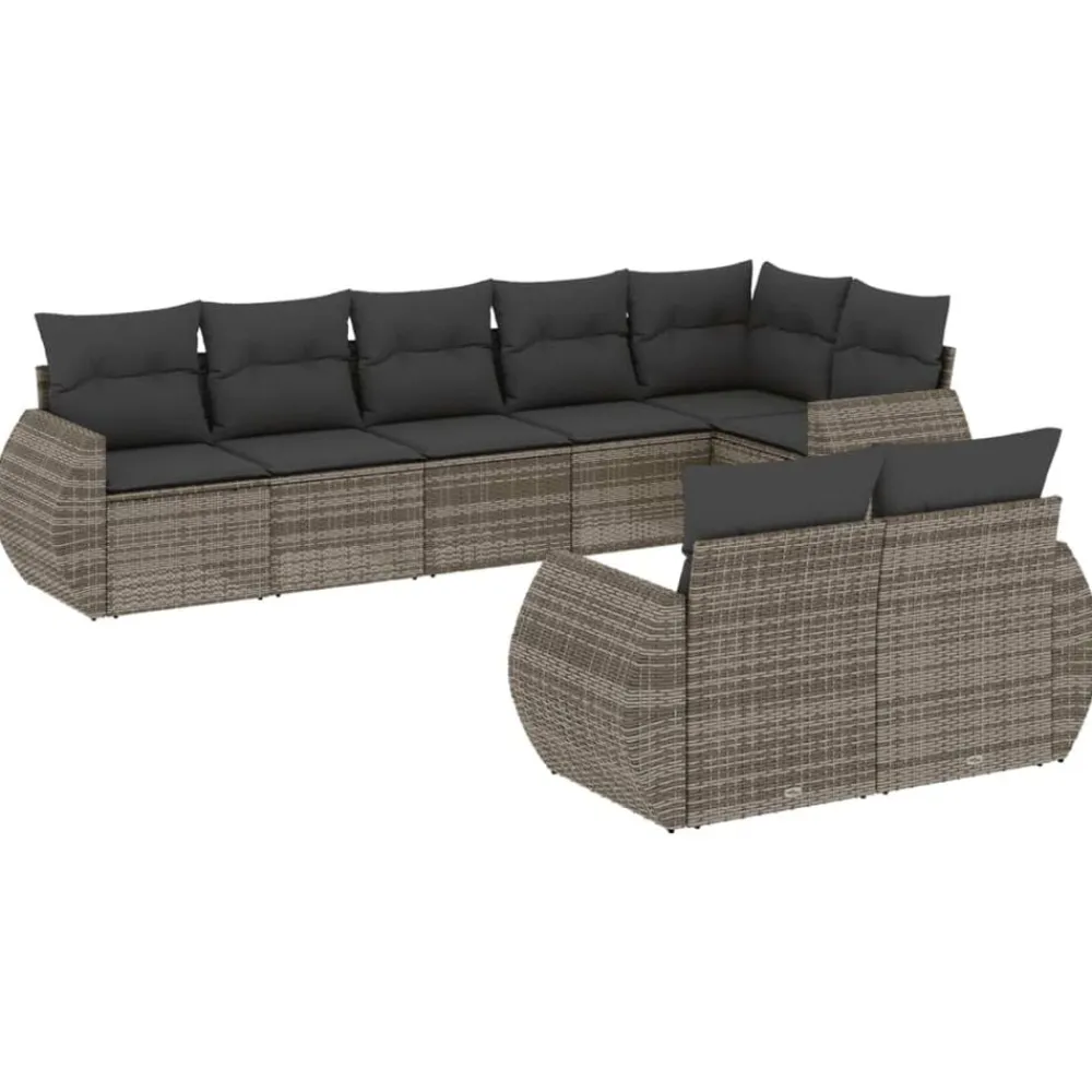 vidaXL Set de sofás de jardín 8 pzas y cojines ratán sintético Gris Hot