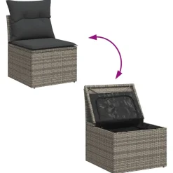vidaXL Set de sofás de jardín 8 pzas y cojines ratán sintético Gris Hot