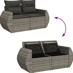 vidaXL Set de sofás de jardín 8 pzas y cojines ratán sintético Gris Hot