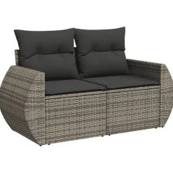 vidaXL Set de sofás de jardín 8 pzas y cojines ratán sintético Gris Hot