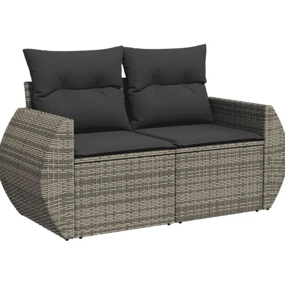 vidaXL Set de sofás de jardín 8 pzas y cojines ratán sintético Gris Hot