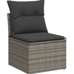 vidaXL Set de sofás de jardín 8 pzas y cojines ratán sintético Gris Hot