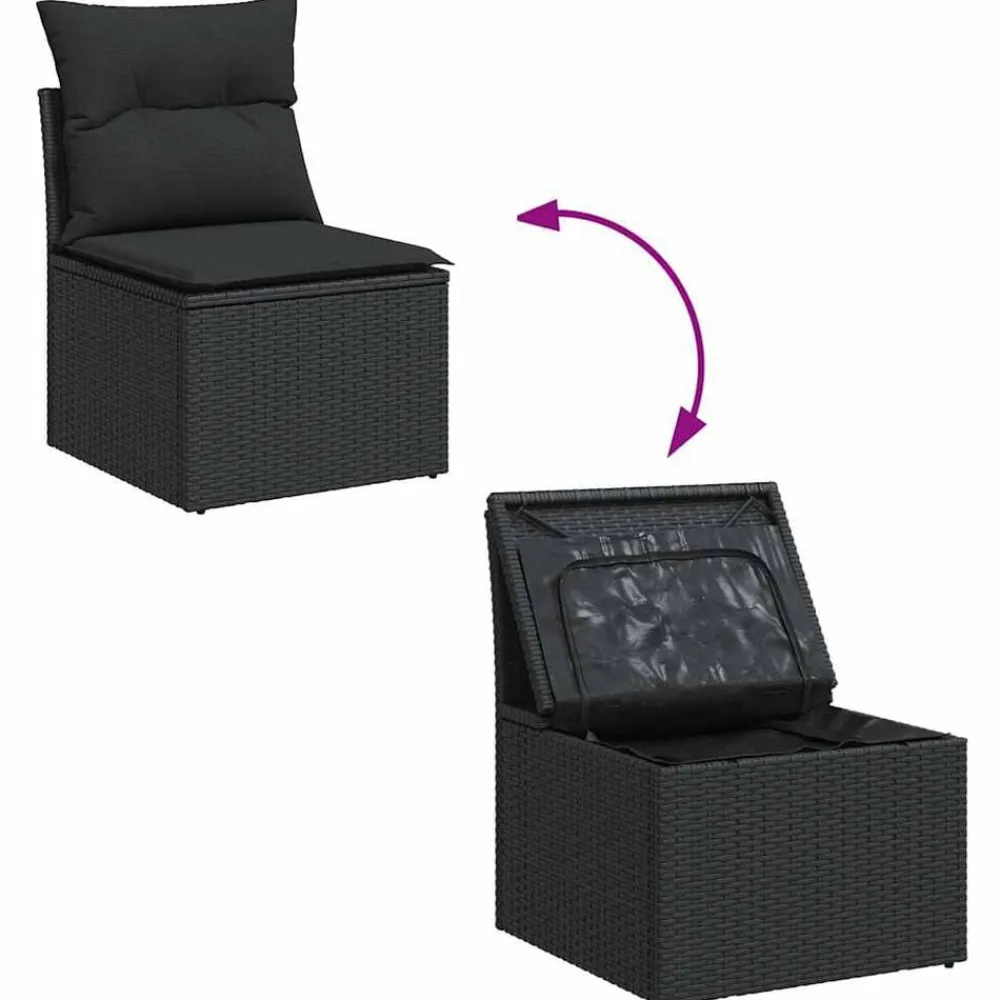 vidaXL Muebles De Jardín-Set de sofás de jardín 6 piezas y cojines ratán sintético