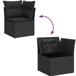 vidaXL Muebles De Jardín-Set de sofás de jardín 6 piezas y cojines ratán sintético