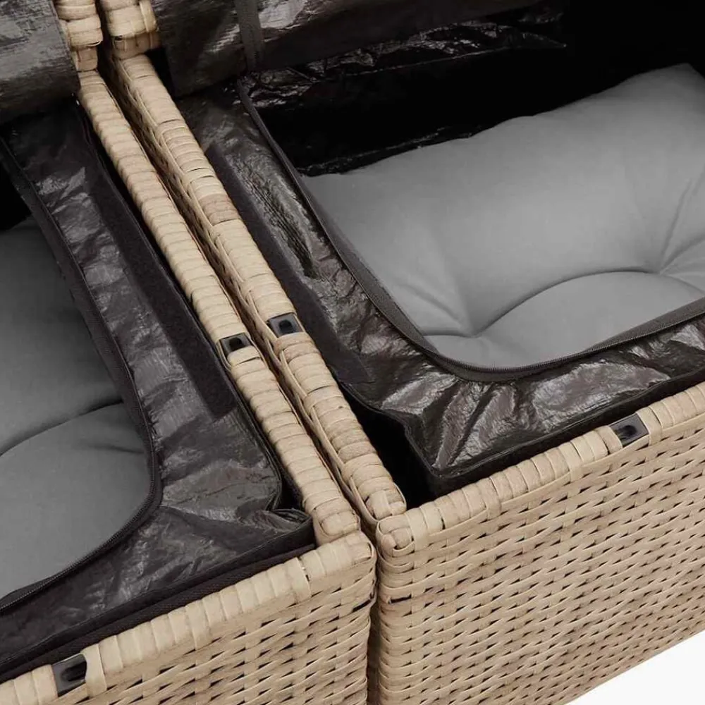 vidaXL Muebles De Jardín-Set de sofás de jardín y cojines 8 piezas ratán sintético beige