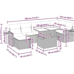 vidaXL Muebles De Jardín-Set de sofás de jardín y cojines 8 piezas ratán sintético beige