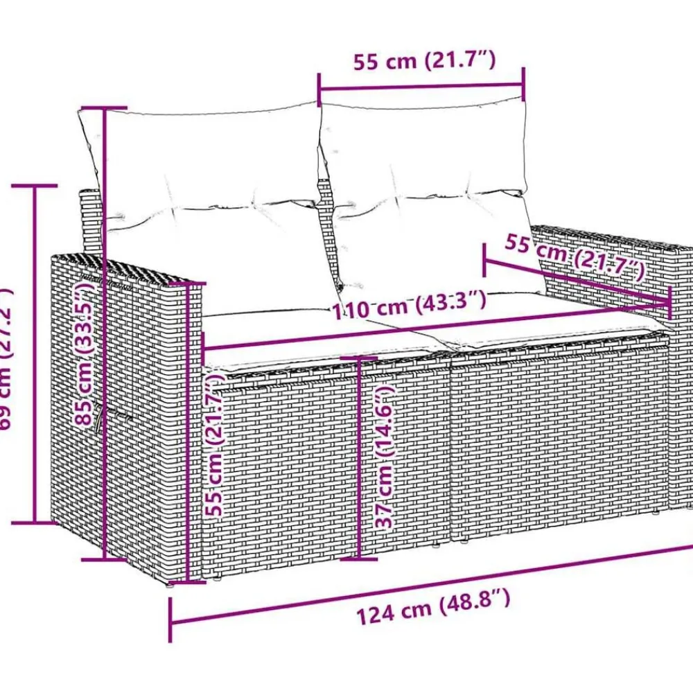 vidaXL Muebles De Jardín-Set de sofás de jardín y cojines 8 piezas ratán sintético beige
