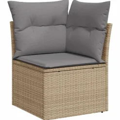 vidaXL Muebles De Jardín-Set de sofás de jardín y cojines 8 piezas ratán sintético beige