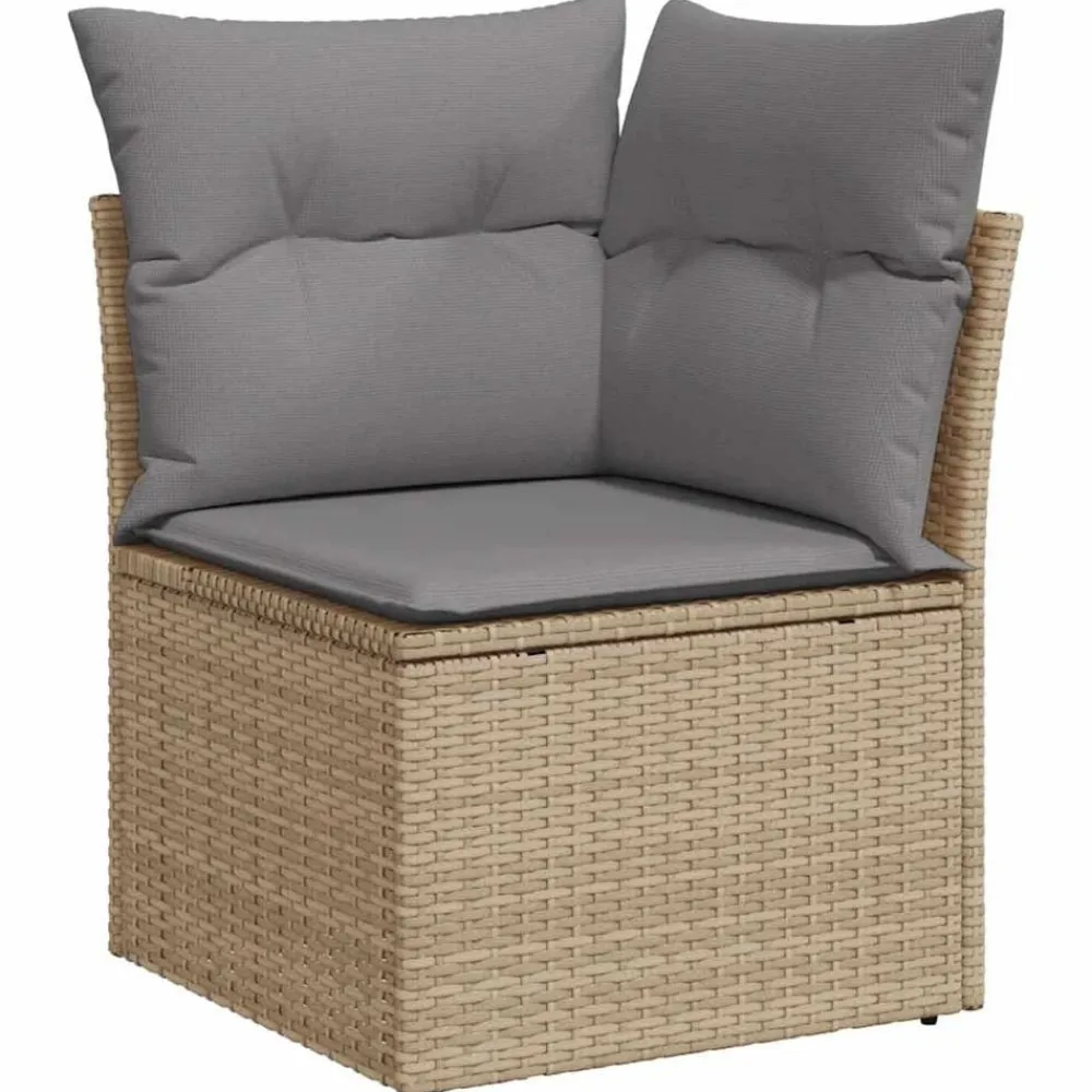 vidaXL Muebles De Jardín-Set de sofás de jardín y cojines 8 piezas ratán sintético beige