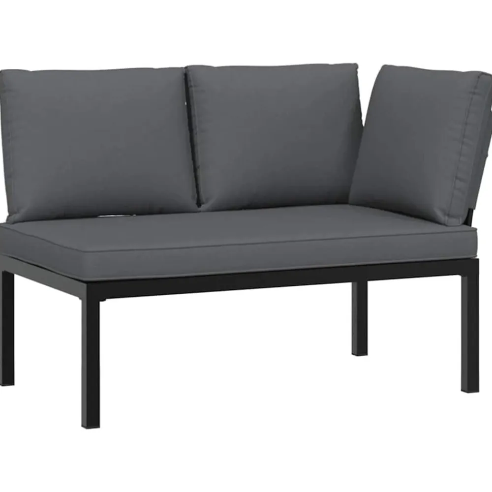 vidaXL Muebles De Jardín-Set de sofás de jardín con cojines 5 piezas aluminio negro