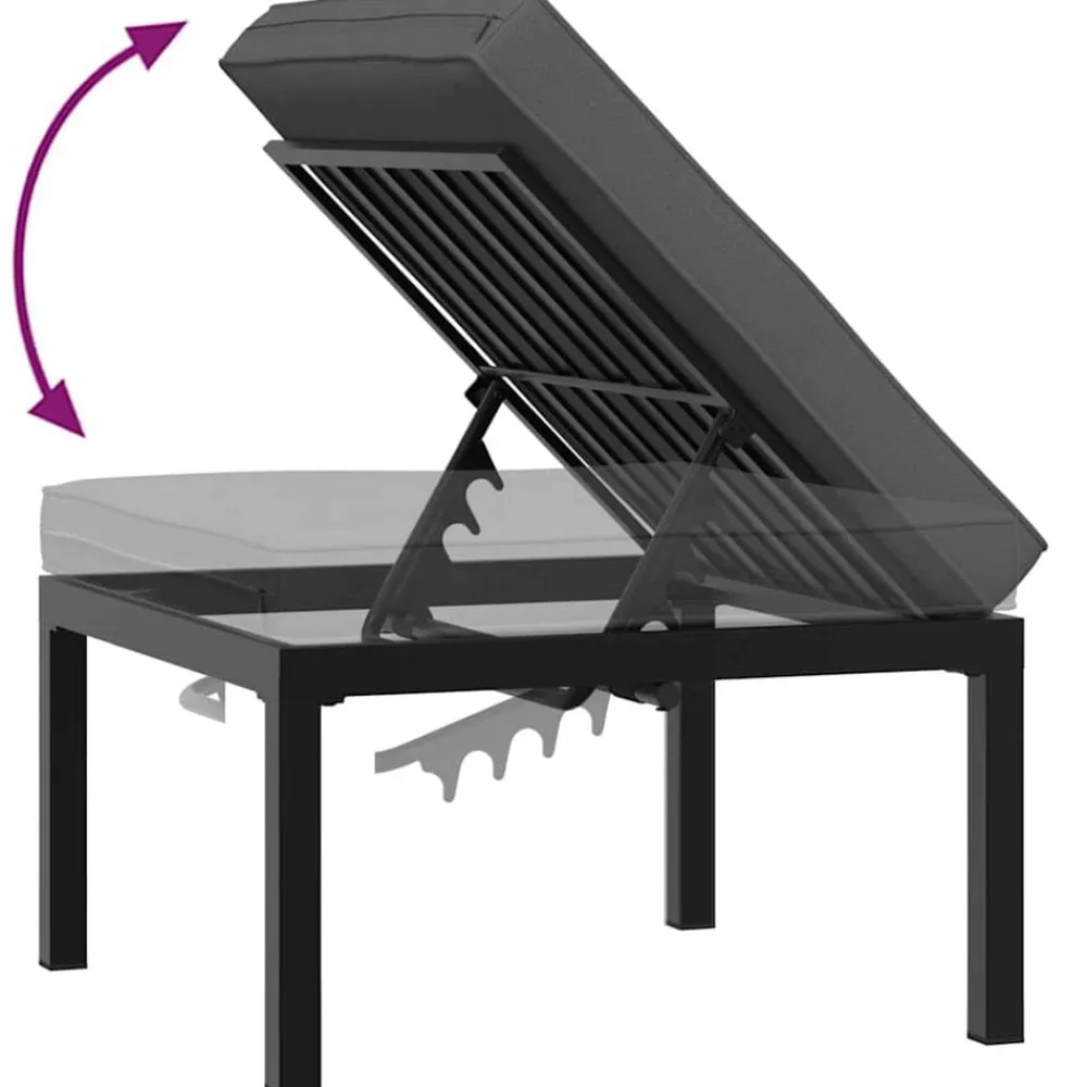 vidaXL Muebles De Jardín-Set de sofás de jardín con cojines 5 piezas aluminio negro