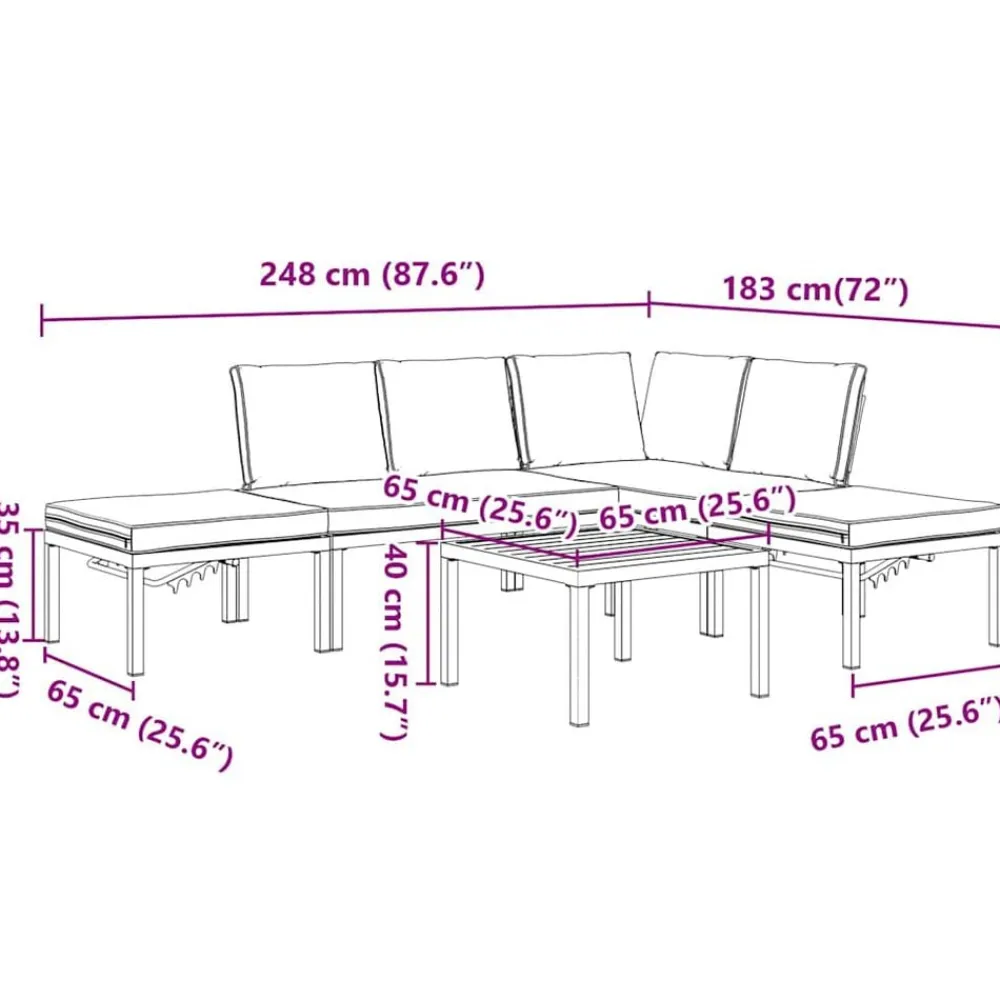 vidaXL Muebles De Jardín-Set de sofás de jardín con cojines 5 piezas aluminio negro