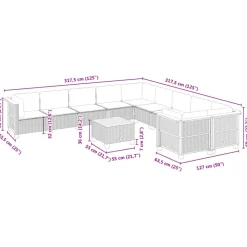 vidaXL Set de sofás de jardín 11 pzas y cojines ratán sintético Gris Discount