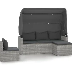 vidaXL Muebles De Jardín-Set de sofás de jardín 4 pzas y cojines ratán sintético