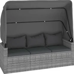 vidaXL Muebles De Jardín-Set de sofás de jardín 4 pzas y cojines ratán sintético