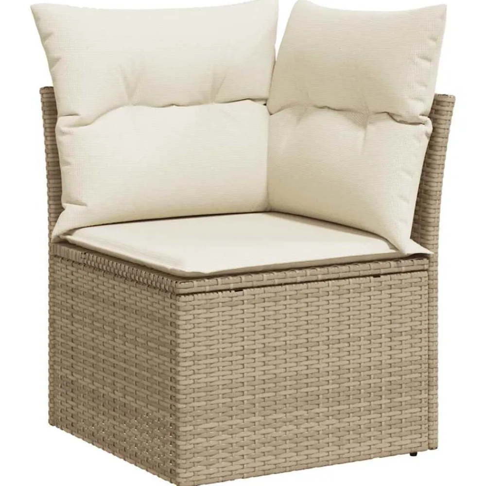 vidaXL Muebles De Jardín-Set de sofás de jardín y cojines 8 piezas ratán sintético beige