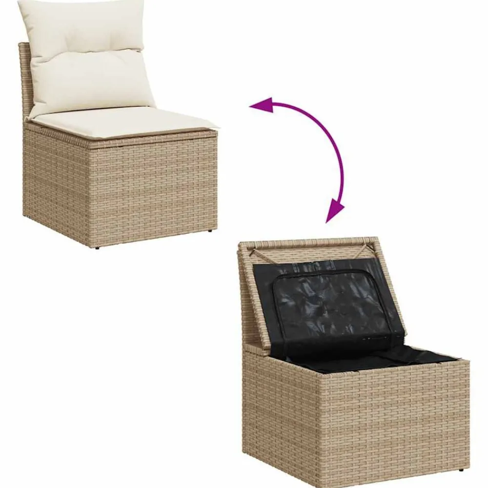 vidaXL Muebles De Jardín-Set de sofás de jardín y cojines 8 piezas ratán sintético beige