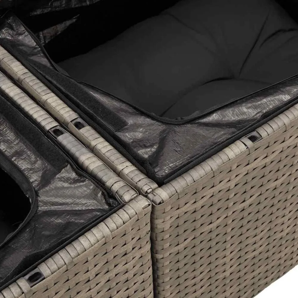 vidaXL Muebles De Jardín-Set de sofás de jardín y cojines 10 pzas ratán sintético gris