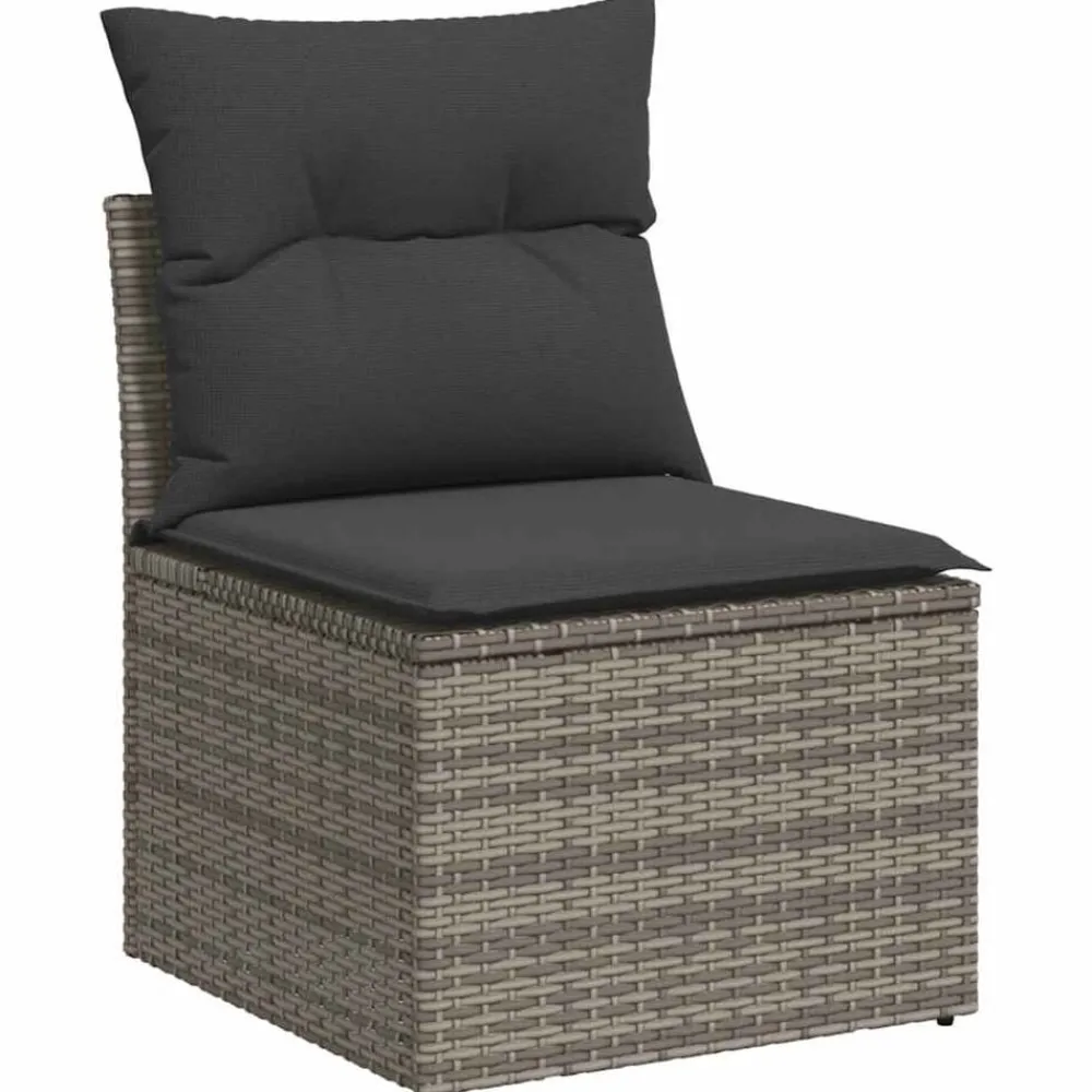 vidaXL Muebles De Jardín-Set de sofás de jardín y cojines 10 pzas ratán sintético gris