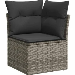 vidaXL Muebles De Jardín-Set de sofás de jardín y cojines 10 pzas ratán sintético gris