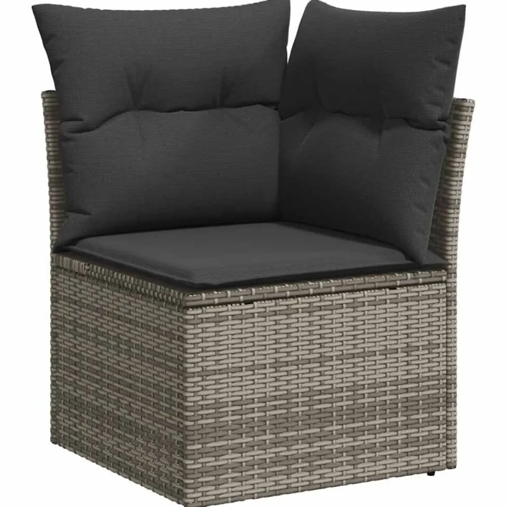 vidaXL Muebles De Jardín-Set de sofás de jardín y cojines 10 pzas ratán sintético gris