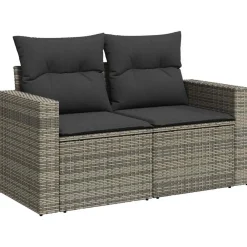 vidaXL Muebles De Jardín-Set de sofás de jardín y cojines 10 pzas ratán sintético gris