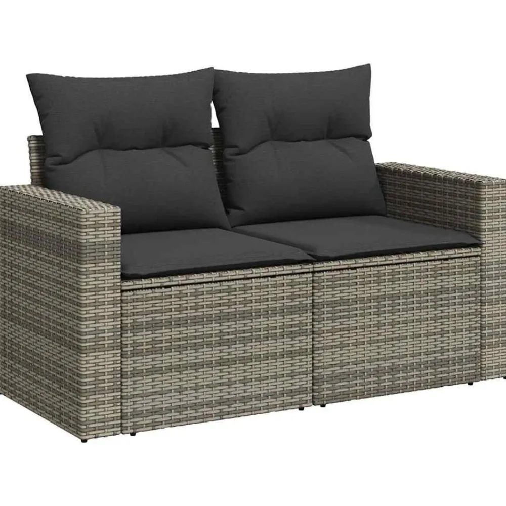 vidaXL Muebles De Jardín-Set de sofás de jardín y cojines 10 pzas ratán sintético gris