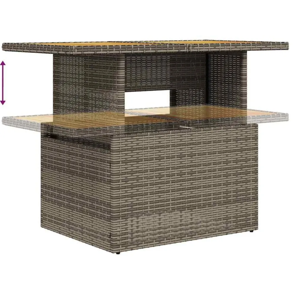 vidaXL Muebles De Jardín-Set de sofás de jardín y cojines 10 pzas ratán sintético gris