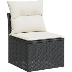 vidaXL Set de sofás de jardín y cojines 8 piezas ratán sintético negro Negro y crema New
