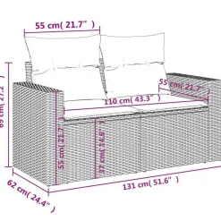vidaXL Muebles De Jardín-Set de sofás de jardín 4 pzas y cojines ratán sintético gris