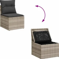 vidaXL Muebles De Jardín-Set de sofás de jardín 4 pzas y cojines ratán sintético gris