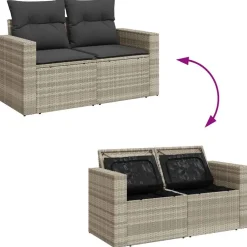 vidaXL Muebles De Jardín-Set de sofás de jardín 4 pzas y cojines ratán sintético gris