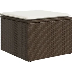vidaXL Set de sofás de jardín 9 pzas y cojines ratán sintético marrón Marrón y crema Sale