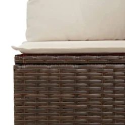 vidaXL Set de sofás de jardín 9 pzas y cojines ratán sintético marrón Marrón y crema Sale
