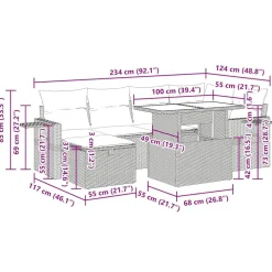 vidaXL Set de sofás de jardín 7 pzas con cojines ratán sintético Gris Sale