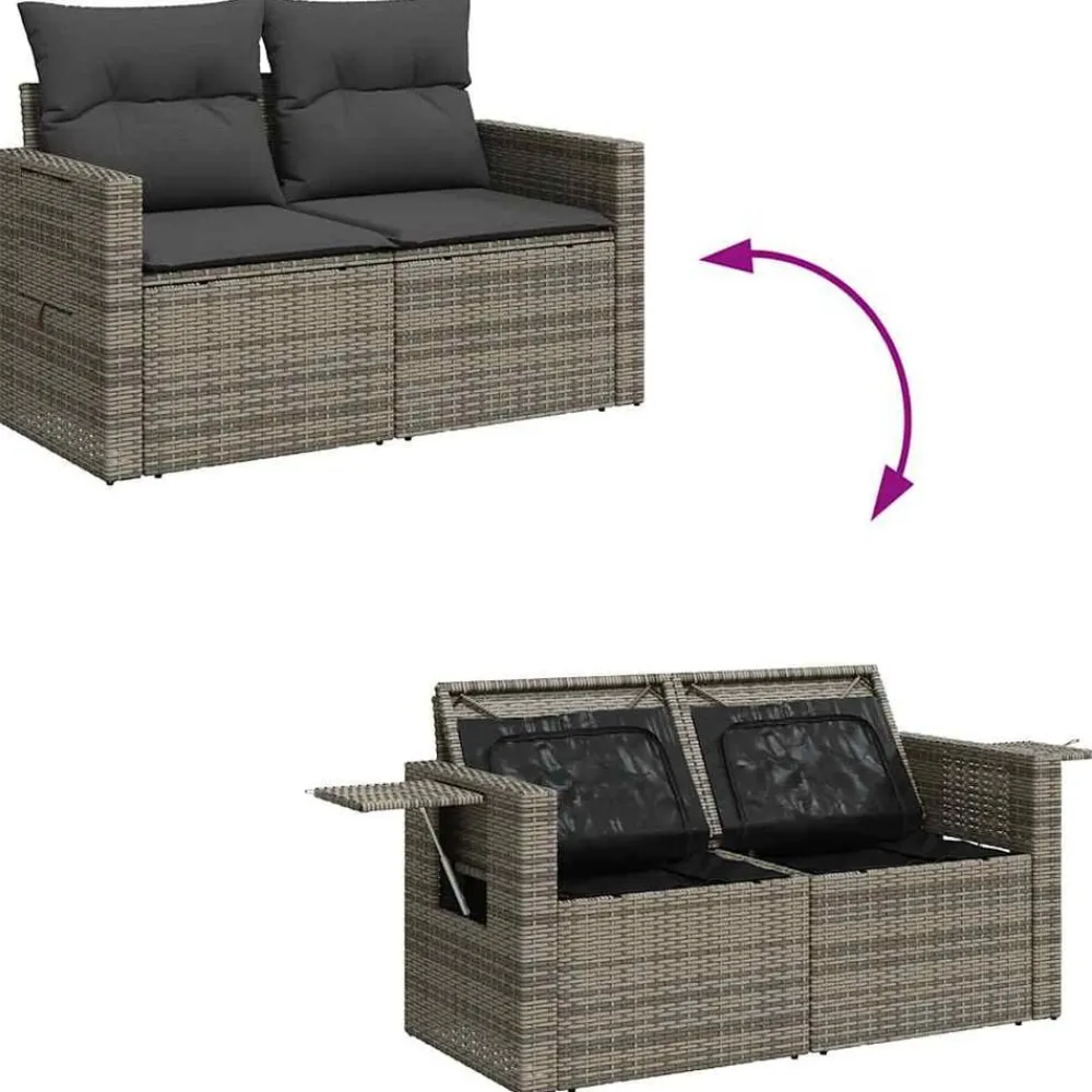 vidaXL Set de sofás de jardín 7 pzas con cojines ratán sintético Gris Sale