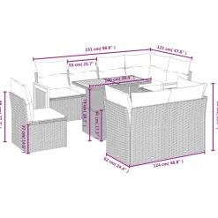 vidaXL Muebles De Jardín-Set de sofás de jardín 9 pzas con cojines ratán sintético beige