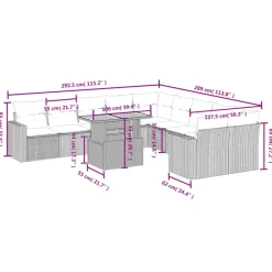 vidaXL Set de sofás de jardín 11 pzas y cojines ratán sintético Negro Discount