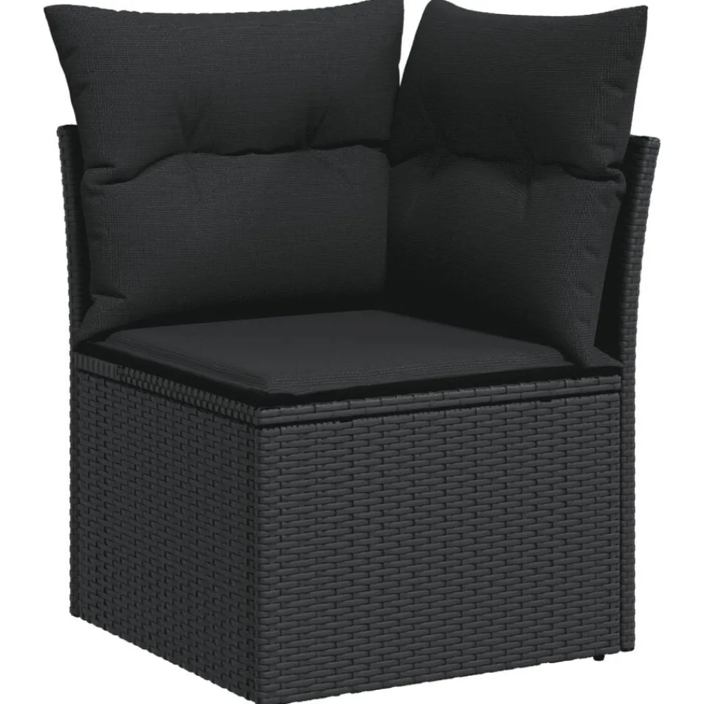 vidaXL Set de sofás de jardín 11 pzas y cojines ratán sintético Negro Discount