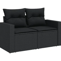 vidaXL Set de sofás de jardín 11 pzas y cojines ratán sintético Negro Discount