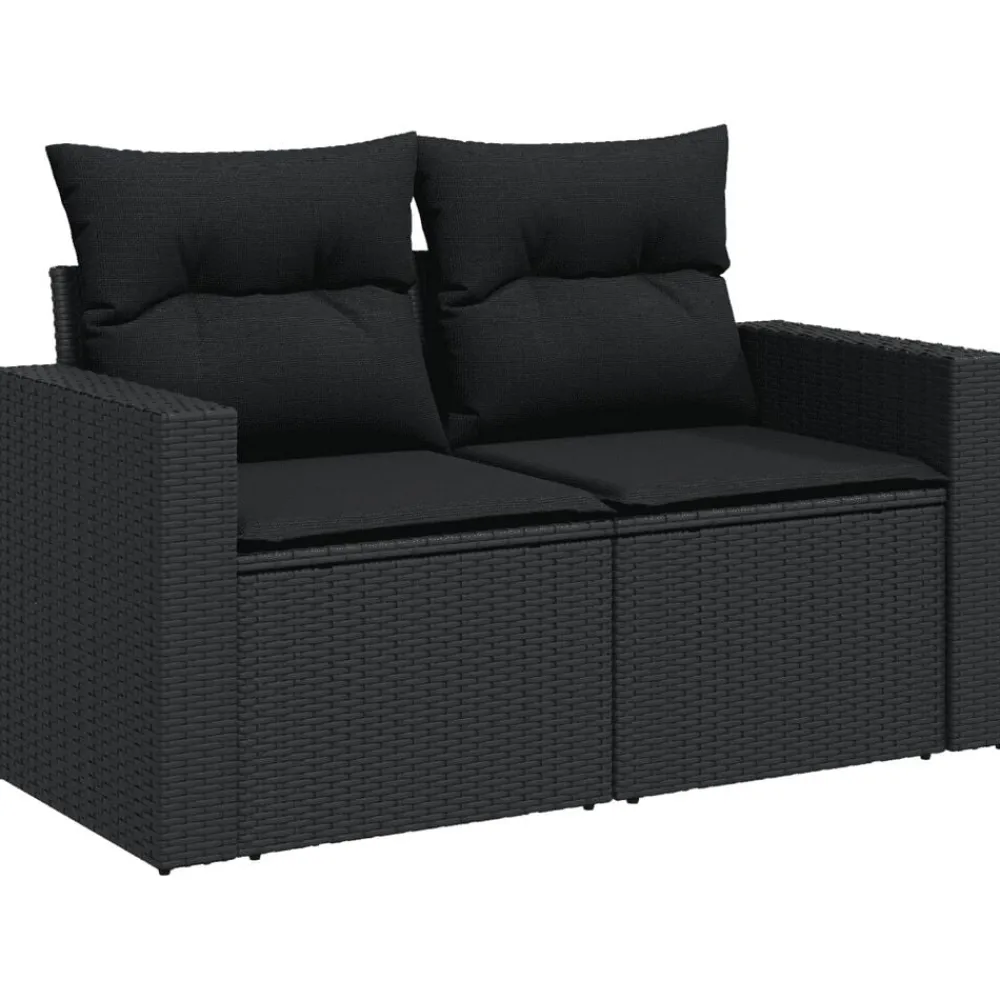 vidaXL Set de sofás de jardín 11 pzas y cojines ratán sintético Negro Discount